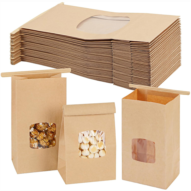 Food Like Snacks - 10 ชิ้นถุงเบเกอรี่, หน้าต่างปิดผนึกถุงกระดาษคราฟท์สําหรับคุกกี้แซนวิชขนมปังขนมขบเคี้ยวอาหาร - ถุงเดินทาง, อุปกรณ์จัดงานแต่งงาน