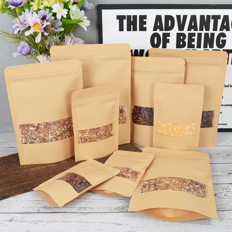 20/50pcs กระดาษคราฟท์ซิปล็อคถุ - Food Like Snacks บทวิจารณ์และราคา